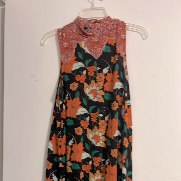 ANGIE Vintage Floral Sleeveless Short Dress / 100% Rayon / Large - Picture 1 of 5